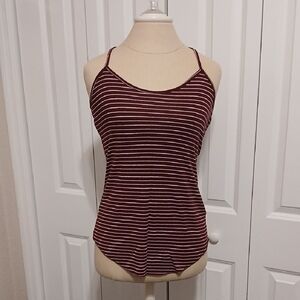 Lot Of 2 Ladies Mudd Medium Racerback Tank Tops Navy And Maroon Striped